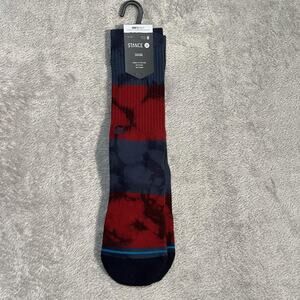 Stance Assurance Socks Mens Medium Navy Red Casual Crew Mid Cushion InfiKnit